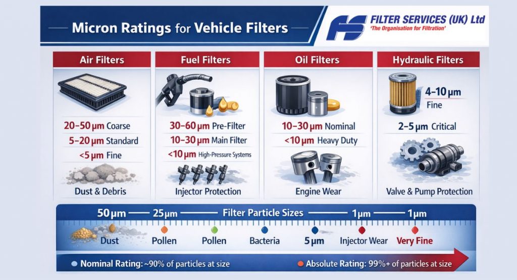 micron ratings for vehicle filters filter services UK